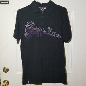 LRG Black Break A Dawn Polo Shirt M